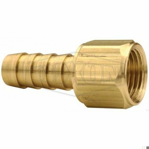 Dixon Hose Barb, 1-1/16-12 x 3/4 in, 37Deg Female JIC Swivel x Hose Barb, Brass, Domestic 1451217K